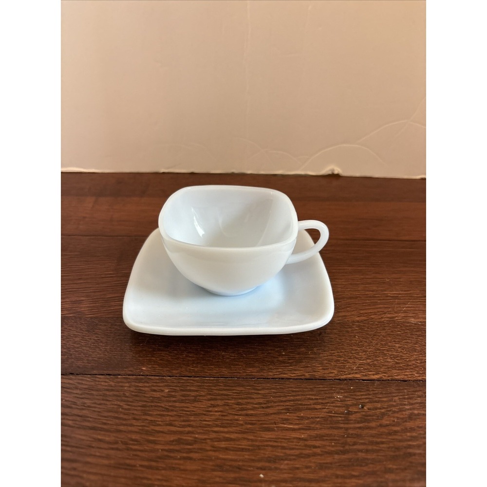 Anchor Hocking Glass "Fire King" CHARM‎ Azurite Blue Cup and Saucer Set